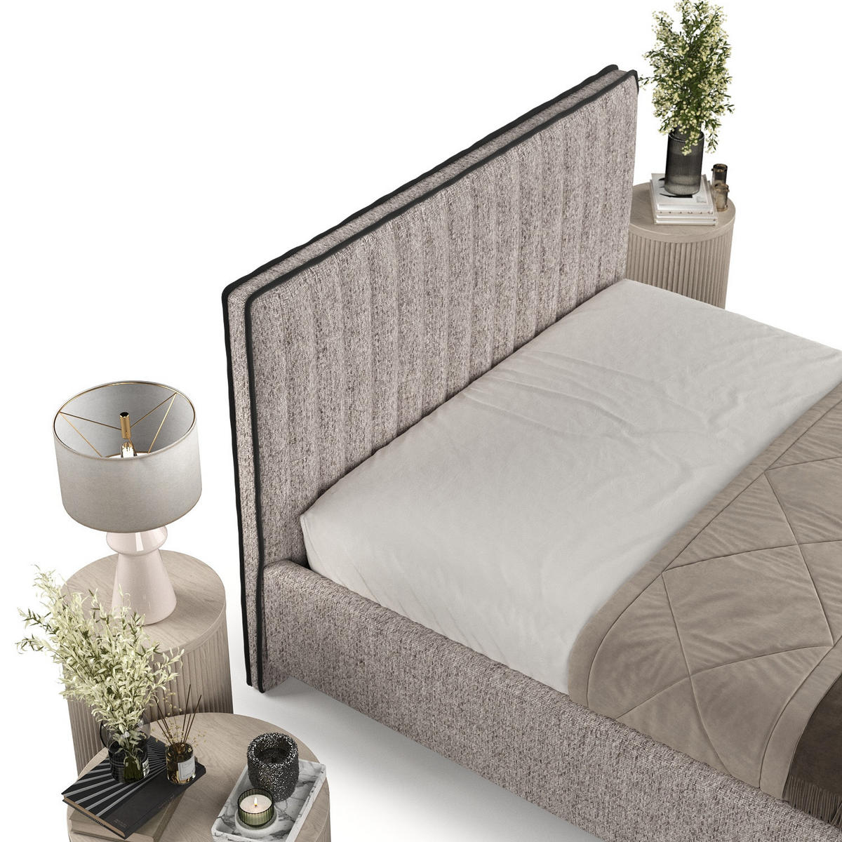 POLSTERBETT Aria 180/200 cm Beige im Neve Stoff - Beige/Naturfarben, Holz/Holzwerkstoff (180/200cm) - AltaBeds