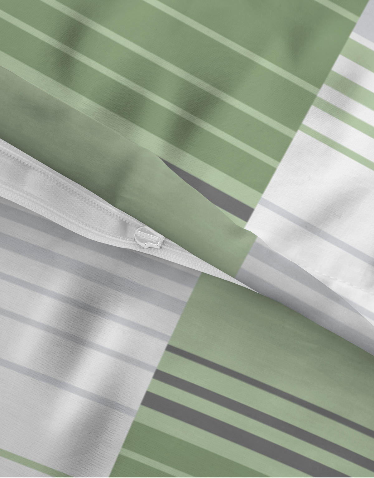 BETTWÄSCHE-GARNITUR Renforcé Streifenmix fichte, 135x200 cm + 80x80 cm - Dunkelgrün, Textil (135/200cm) - Castell