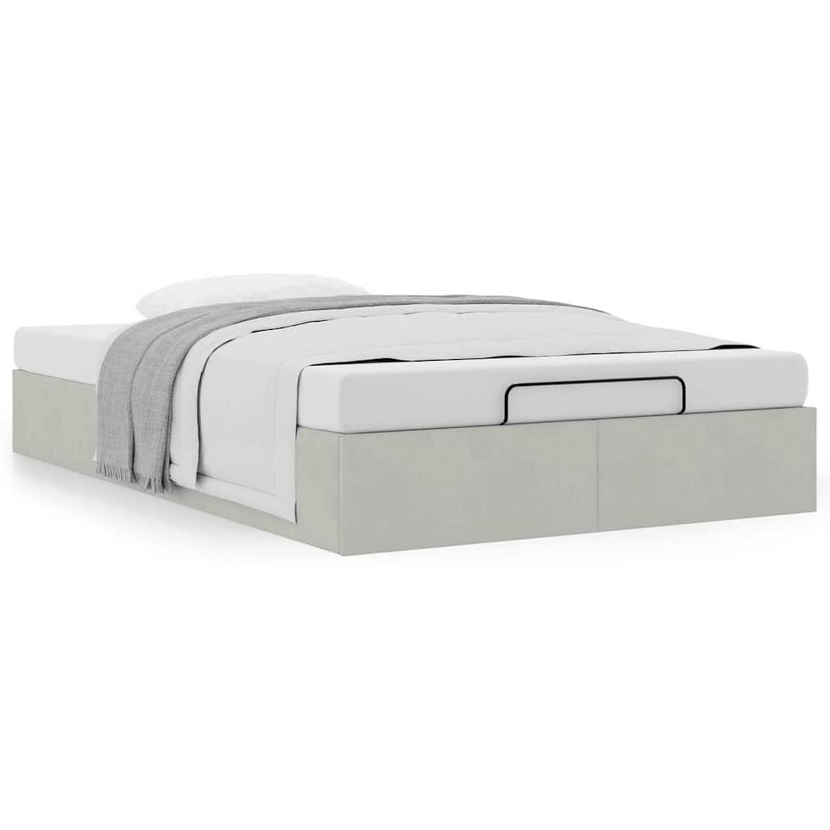 OTTOMAN-BETT Ohne Matratze Hellgrau 120/200 Cm Samt - Grau, Textil (120/200cm) - vidaXL