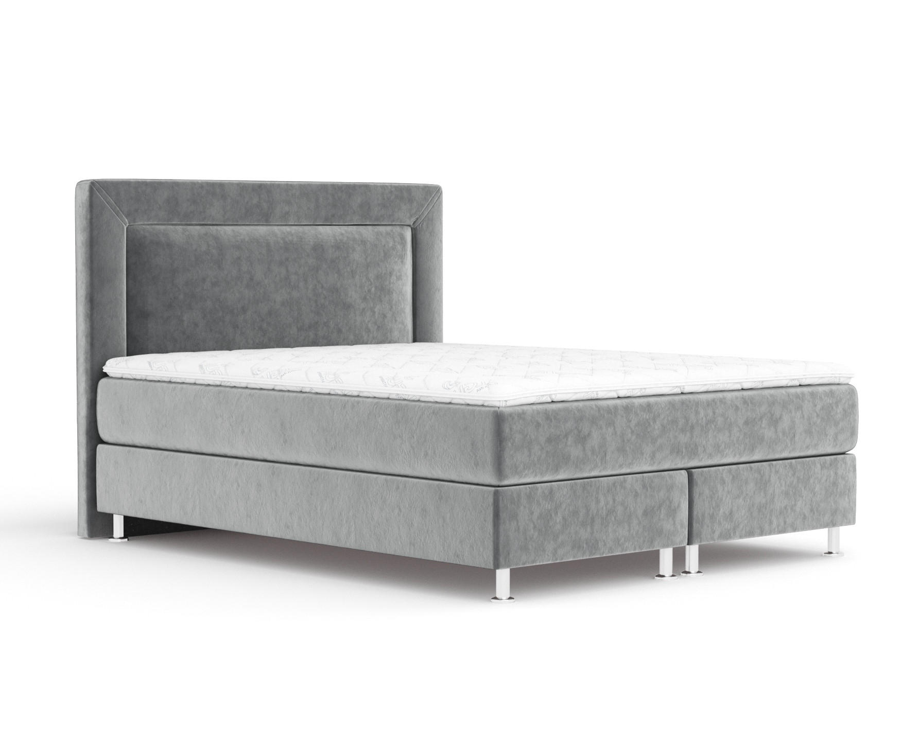 BOXSPRINGBETT Laguno Grau 180/200 cm mit Latex-Topper - Silberfarben/Grau, Holz/Holzwerkstoff (180/200cm) - Maison de Reve
