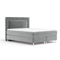 BOXSPRINGBETT Laguno Grau 180/200 cm mit Latex-Topper - Silberfarben/Grau, Holz/Holzwerkstoff (180/200cm) - Maison de Reve
