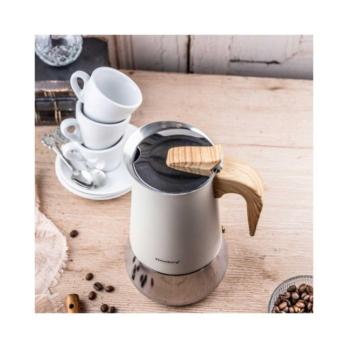 ESPRESSOKOCHER Creme 12.8/15.5/21.7 cm KB7996 - Creme, Metall (15.5/21.7/12.8cm) - Klausberg 