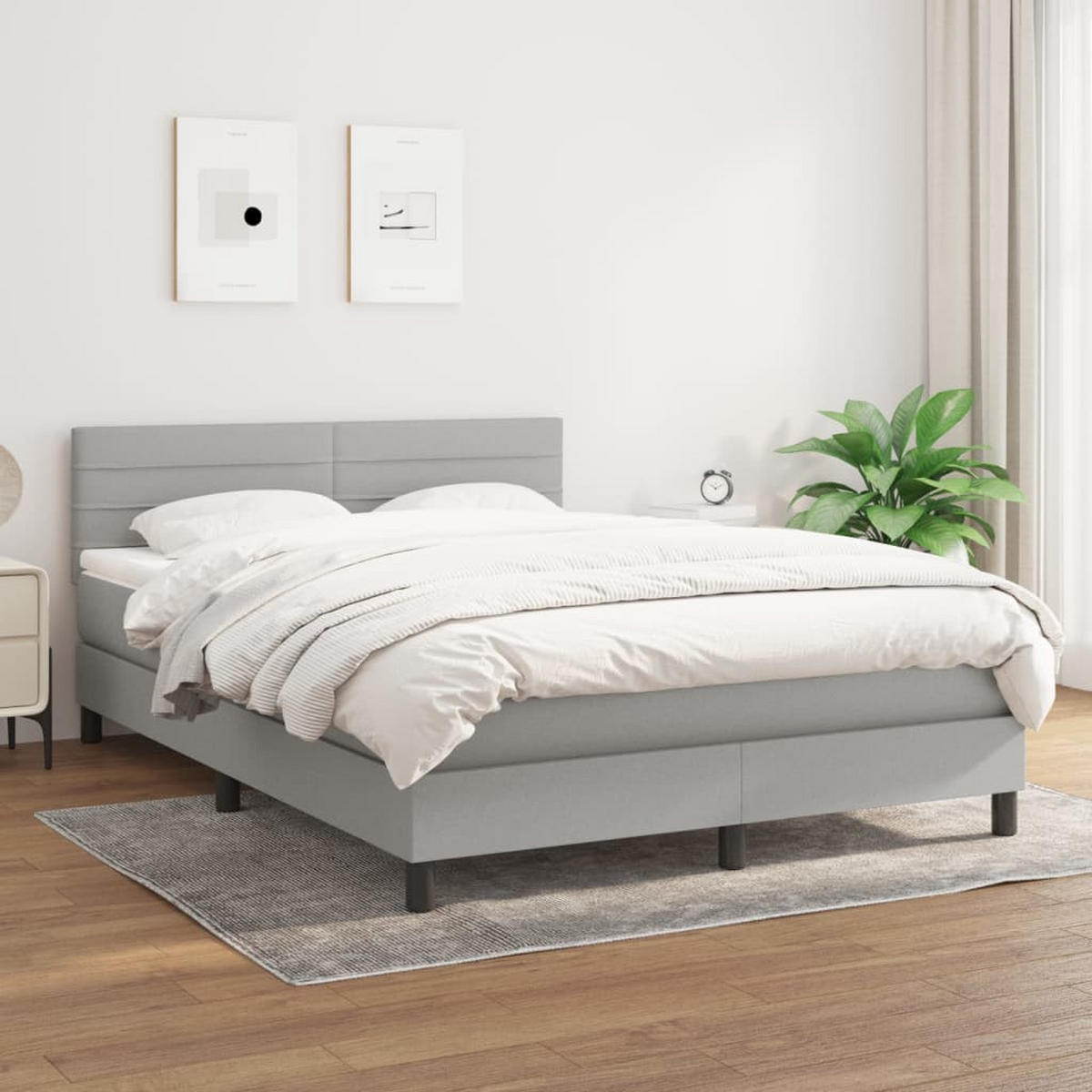 BOXSPRINGBETT 140/200 Cm Grau Gewebe - Grau, Textil (144/203cm) - vidaXL