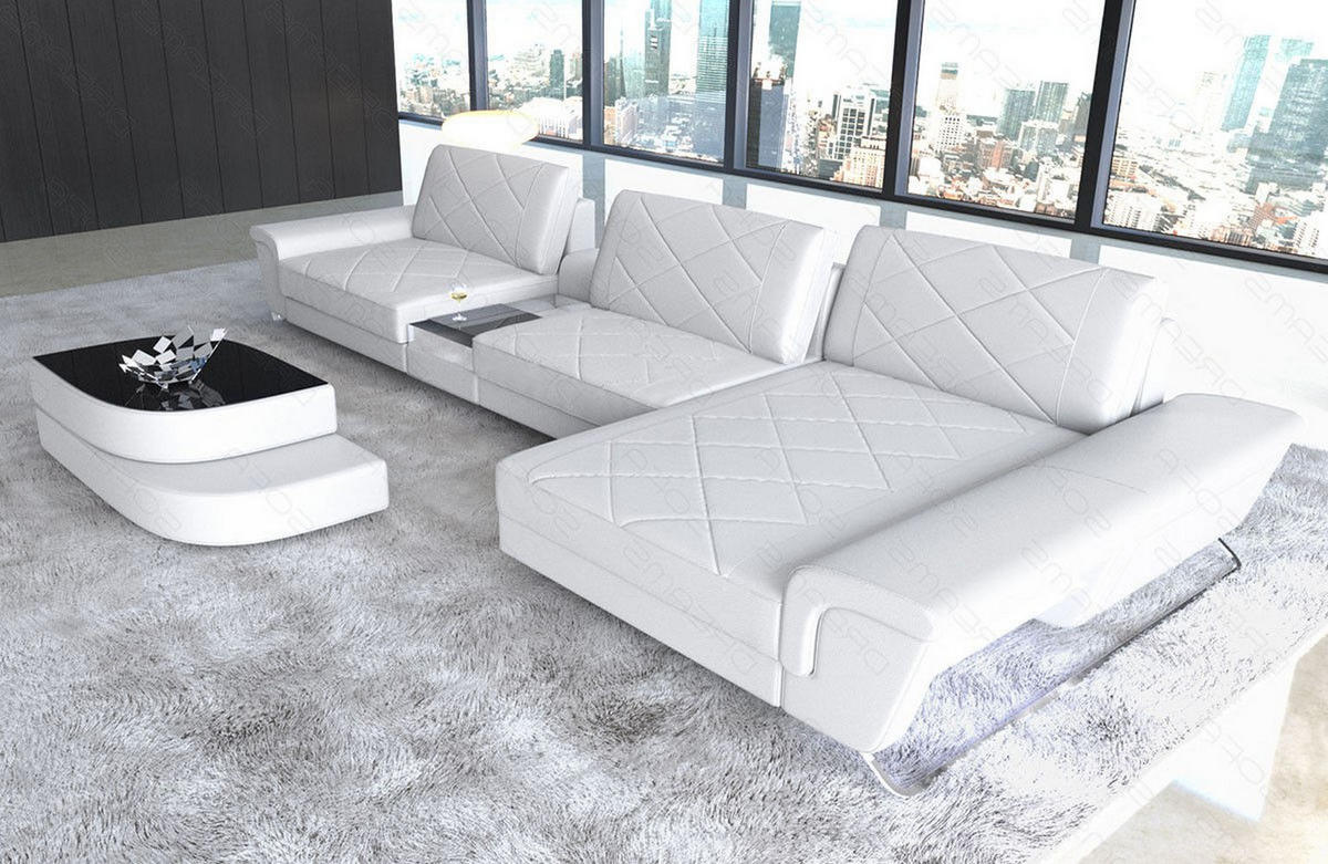 LEDERSOFA Bari L - Weiß, Leder (369/197cm) - Sofa Dreams