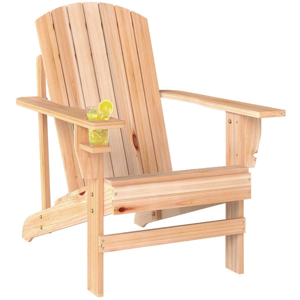 ADIRONDACK-GARTENSTUHL DE-08336 mit Becherhalter Natur - Naturfarben, Holz (95/93/72cm) - ComfortXL