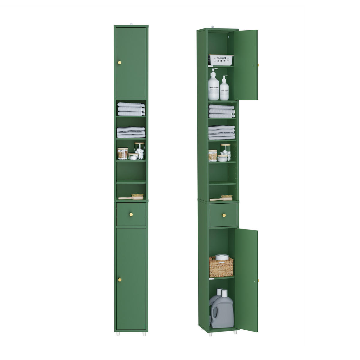 HOCHSCHRANK schmal Grün - Grün, Holzwerkstoff (20/180/20cm) - SoBuy