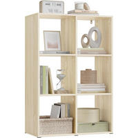 REGALE Bücherregal mit 6 Würfeln, 60x89,5x29 cm, Helle Eiche - Eichefarben, Holzwerkstoff/Kunststoff (60/89.5/29cm) - Woltu