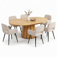 ESSTISCH-SET 1+6, ausziehbarer Tisch mit 6 Esszimmerstühlen - Schwarz/Naturfarben, Holzwerkstoff (118/76/118cm) - Urban Meuble