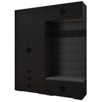 GARDEROBEN-SET 236,7/200/47 - Schwarz, Holz/Kunststoff (200/236.7/47cm) - Abiks Möbel