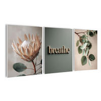 BILDERSET 3er-Set 30x40 cm Blumen salbei-grün beige - Beige, Kunststoff (30/40cm) - artissimo