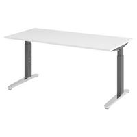 SCHREIBTISCH Serie-XB 80/160/74 cm in Weiß/Graphitfarben/Alu poliert - Graphitfarben/Weiß, Holzwerkstoff (80/160/74cm) - bümö