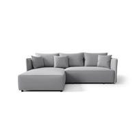 ECKSOFA MILANO links hellgrau Cord Poso 110 - Schlaffunktion, Bettkasten - Hellgrau, Textil (245/185cm) - Cornero