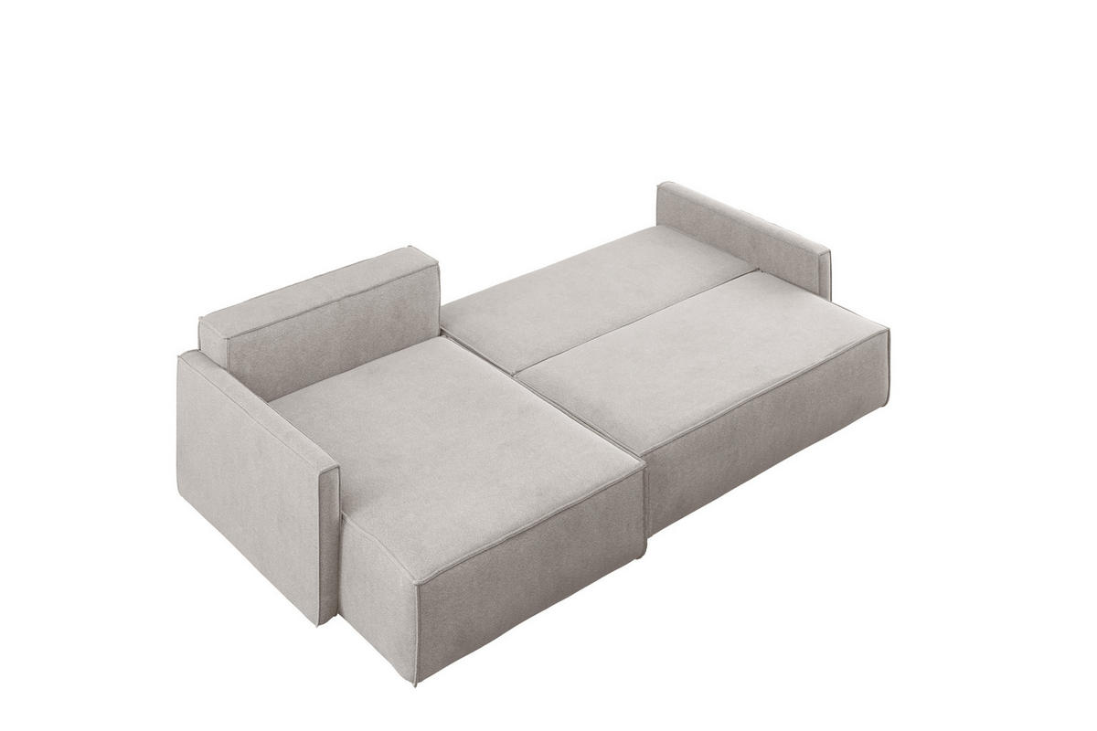 SCHLAFSOFA Carlos L-Form, Ecksofa Mit Bettkasten Und Schlaffunktion Stoff Salvador Links Hellgrau - Hellgrau, Holz/Textil (142/83/250cm) - Kaiser Möbel