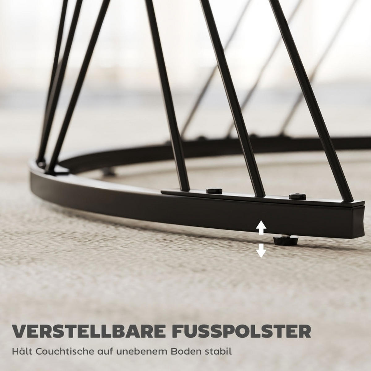 COUCHTISCH-SET 70/70/46,5 cm & 44,5/44,5/39 cm nestbar mit Marmoroptik und Metallgestell, Weiß - Weiß, Holz (70/70/46.5cm) - Modfu
