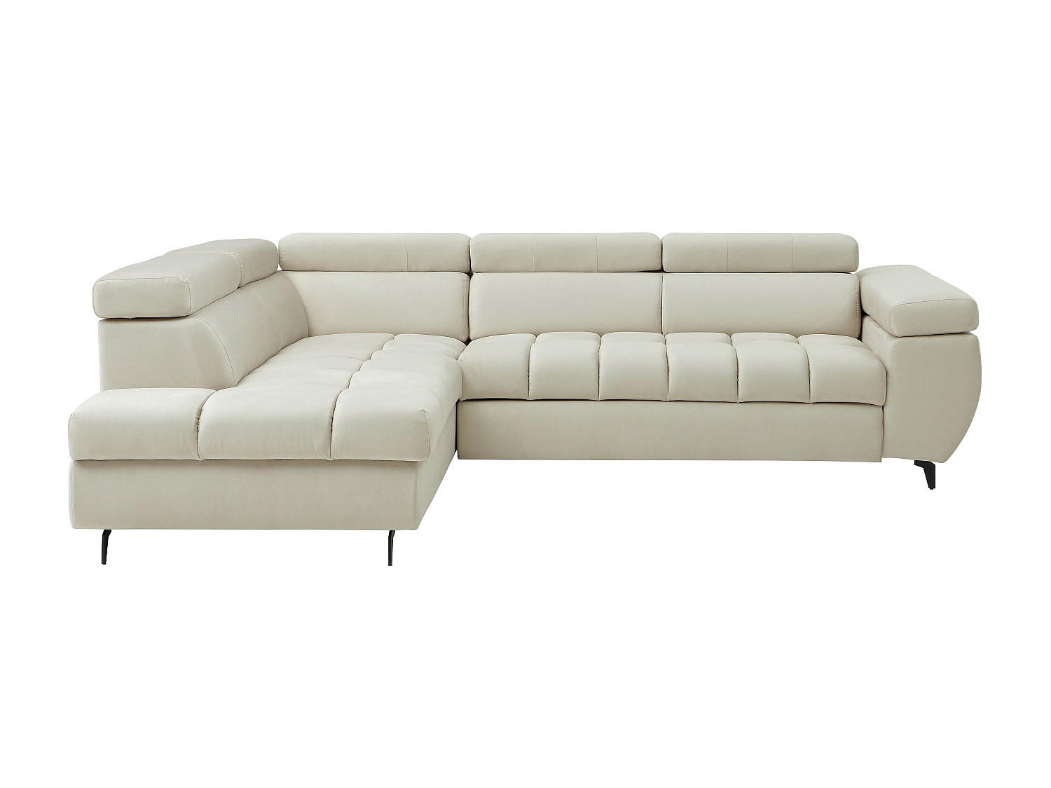 SCHLAFSOFA - 5 Personen - Samt - Beige - Beige, Textil (274/80/204cm) - Vente-Unique
