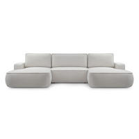 WOHNLANDSCHAFT Monos-U Hellgrau Boucle - Hellgrau, Textil (364/87/168cm) - Luxkor24
