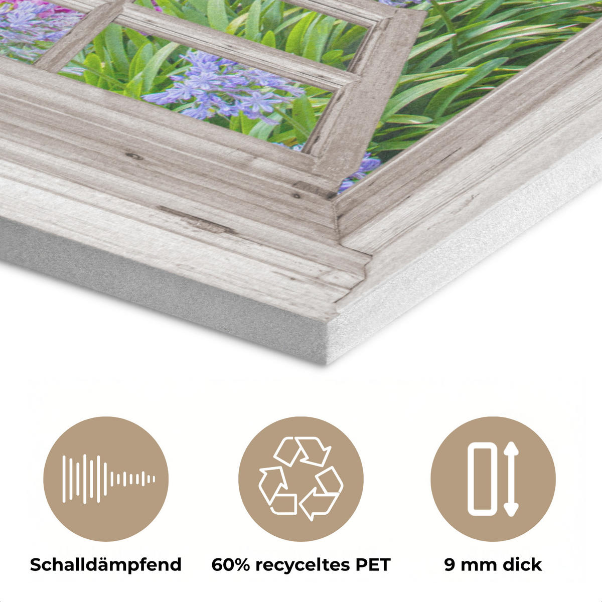 AKUSTIKBILD Hortensie - Durchsichtig - Blumen - Sommer - Lila - Weg Wandbild Wohnzimmer 100x70 cm - Lila, Textil (100/70/0.9cm) - MuchoWow