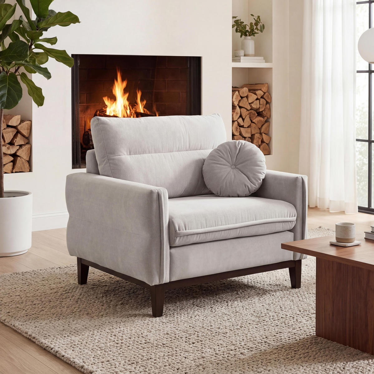 SESSEL Belweder, 94 cm, Beige, Velourstoff - Wengefarben/Beige, Holz/Textil (94/95/94cm) - Beautysofa