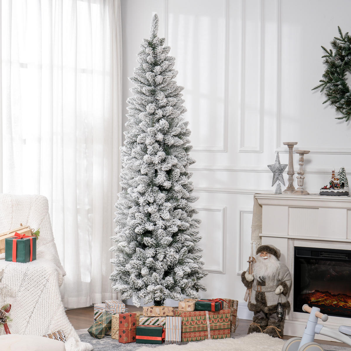 KÜNSTLICHER Weihnachtsbaum, 210 cm Christbaum mit 687 Spitzen für Weihnachten - Grün, Kunststoff/Metall (210cm) - HOMCOM