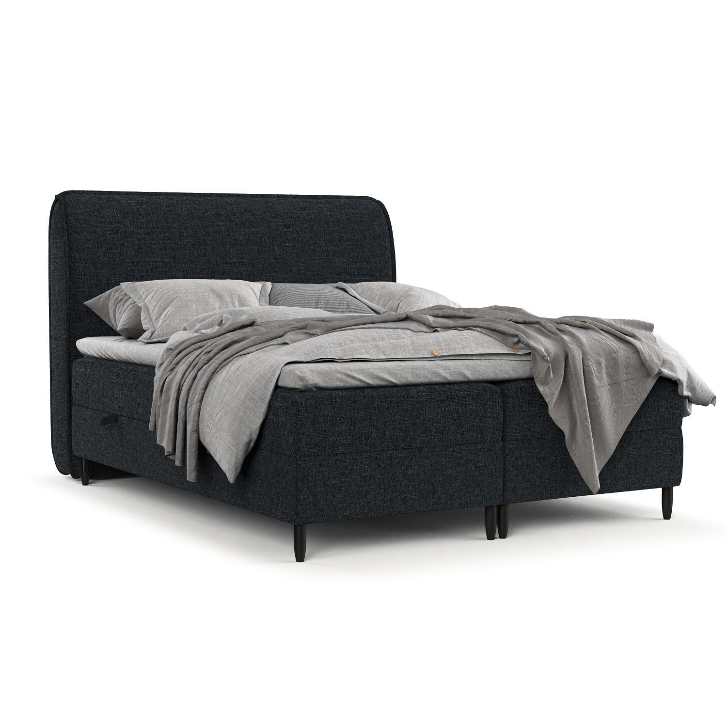 BOXBETT Lunaro 120/200 cm Anthrazit im Modesto Stoff - Anthrazit/Schwarz, Holz/Holzwerkstoff (120/200cm) - AltaBeds