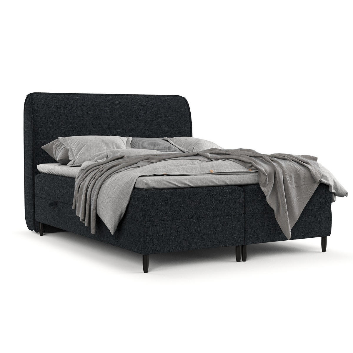 BOXBETT Lunaro 200/200 cm Anthrazit im Modesto Stoff - Anthrazit/Schwarz, Holz/Holzwerkstoff (200/200cm) - AltaBeds