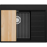 SPÜLBECKEN Sydney, 2-er set Schwarz Metallic 62/50 cm 1 Becken + Ablauf-Set + Küchenzubehörset ab 45er Unterschrank - Chromfarben/Schwarz Hochglanz, Kunststoff (62/20/50cm) - Primagran