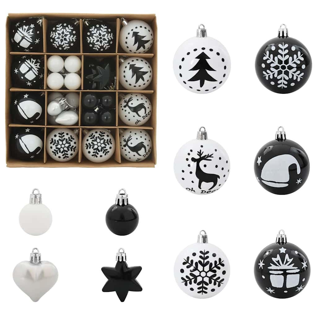 WEIHNACHTSKUGEL-SET 40 -teilig 6/6/6 cm Schwarz Kunststoff - Schwarz, Kunststoff (6/6/6cm) - vidaXL