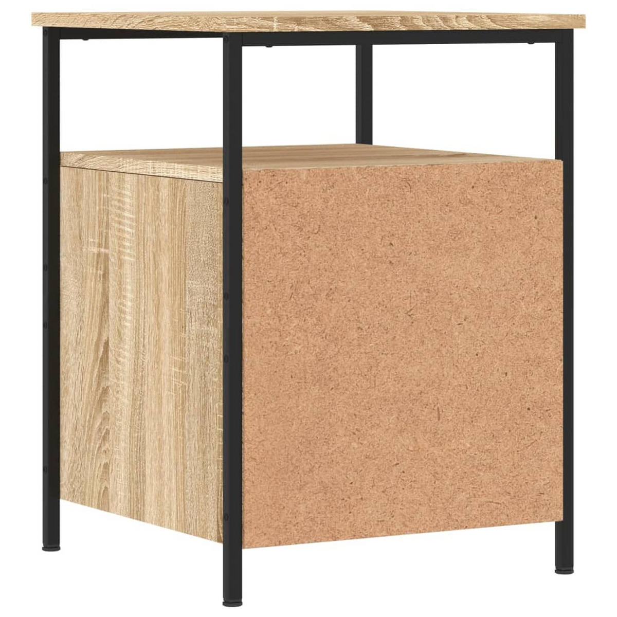 NACHTTISCH 2-teilig mit 2 Schubladen 44/45/60 cm aus Holzwerkstoff in Sonoma-Eiche Dekor - Schwarz/Sonoma Eiche, Holz/Metall (44/60/45cm) - vidaXL