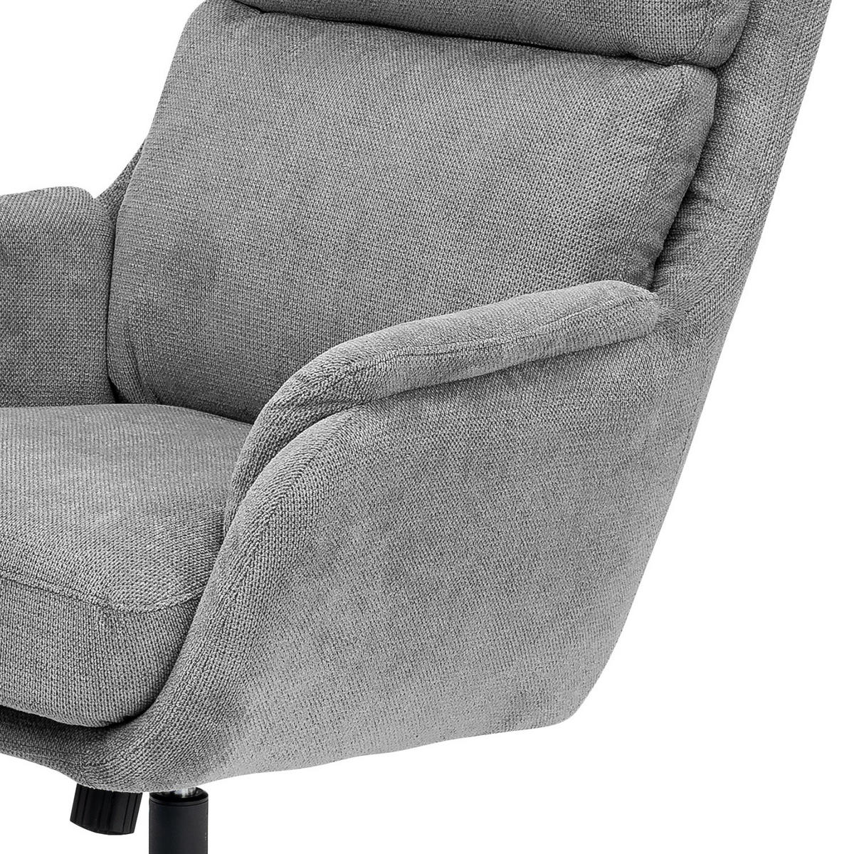 RELAXSESSEL mit Hocker - Schwarz/Grau, Textil/Metall (74/102/89cm) - home24