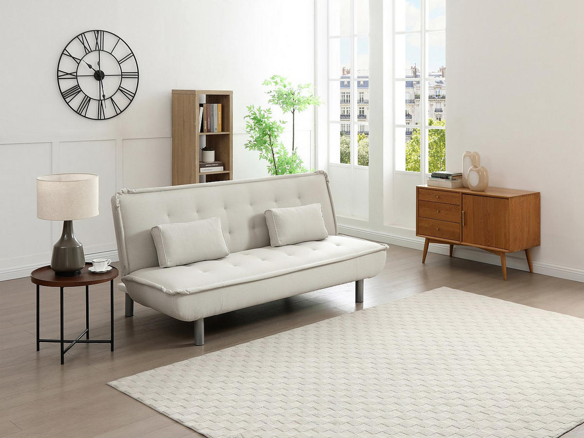 SCHLAFSOFA Klappsofa - Stoff - Beige - MISHAN - Beige, Textil (190/89/96cm) - Vente-Unique