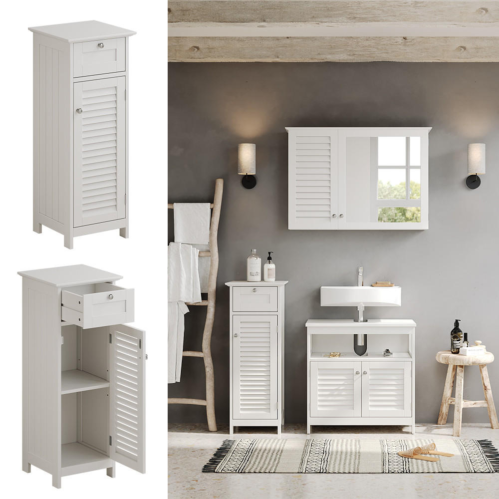 MIDISCHRANK Riad Weiß 32 x 87 cm mit Tür und Schublade - Weiß, Holzwerkstoff (32/87/30cm) - Vicco