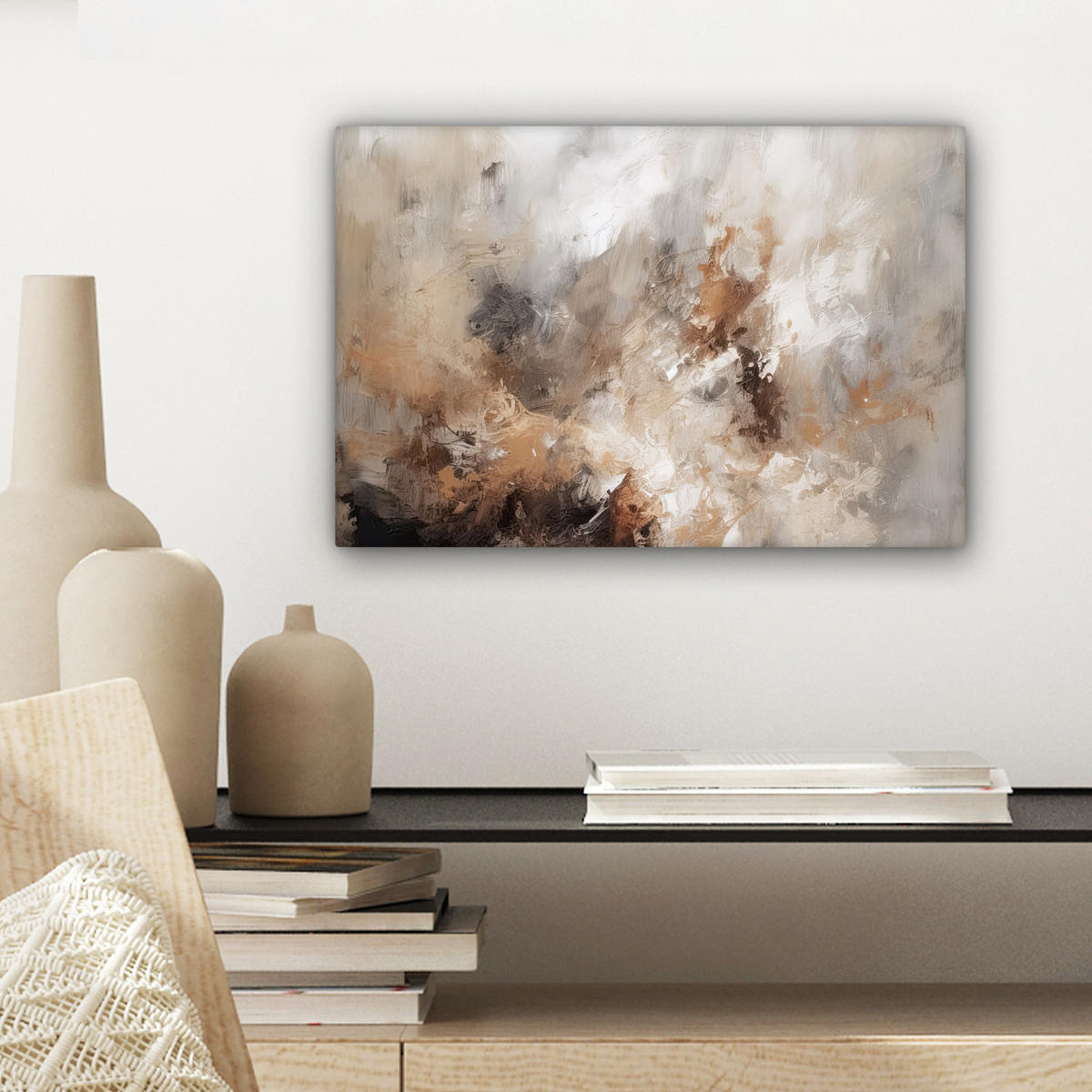 LEINWANDBILD - Farbe - Abstrakt - Beige - Kunst - 30x20 - Deko XXL - Greige, Textil (30/20cm) - MuchoWow