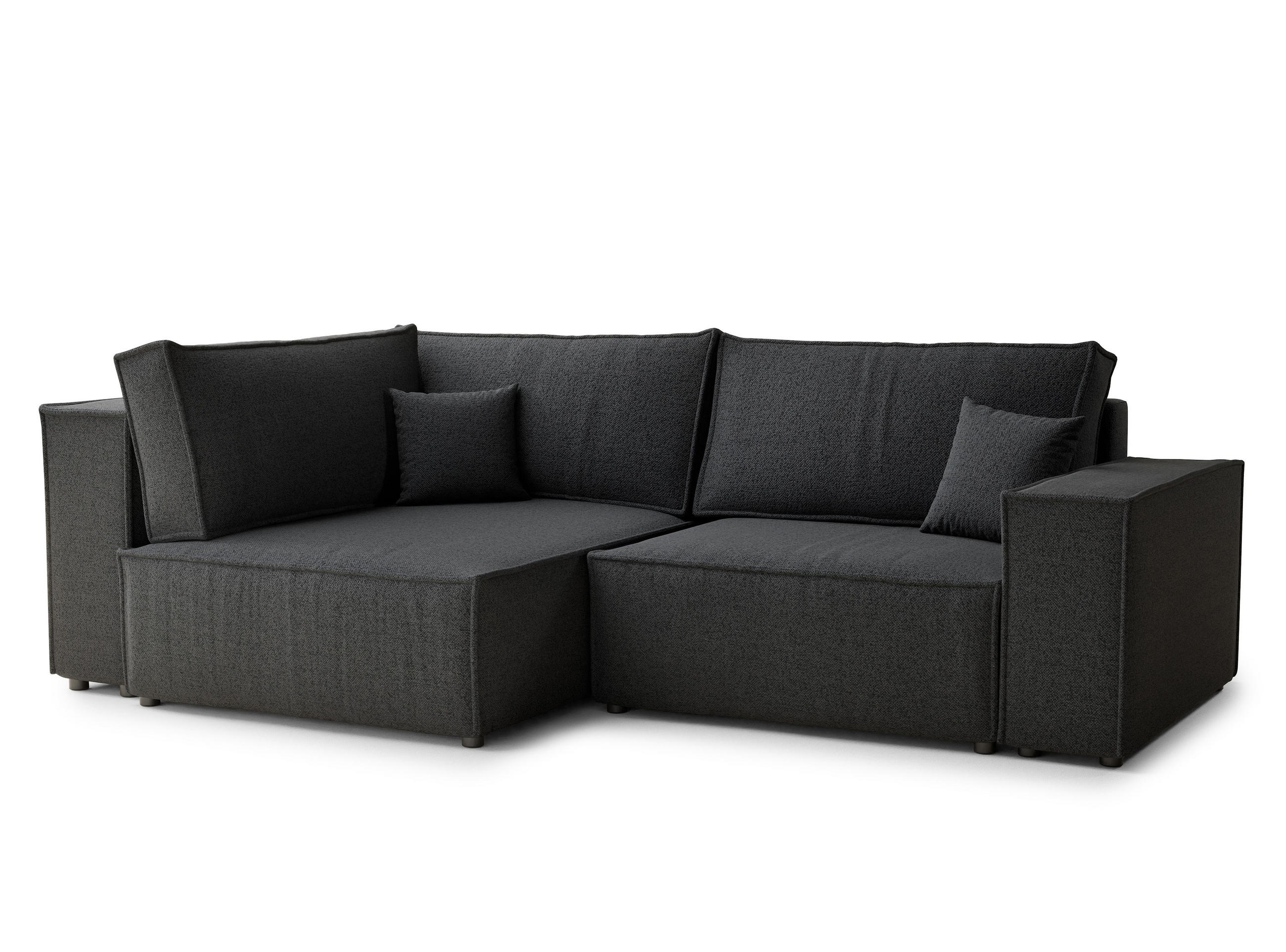 ECKSOFA MIT SCHLAFFUNKTION Tonga Anthrazit Webstoff - Anthrazit/Schwarz, Holz/Holzwerkstoff (105/225cm) - Maison de Reve