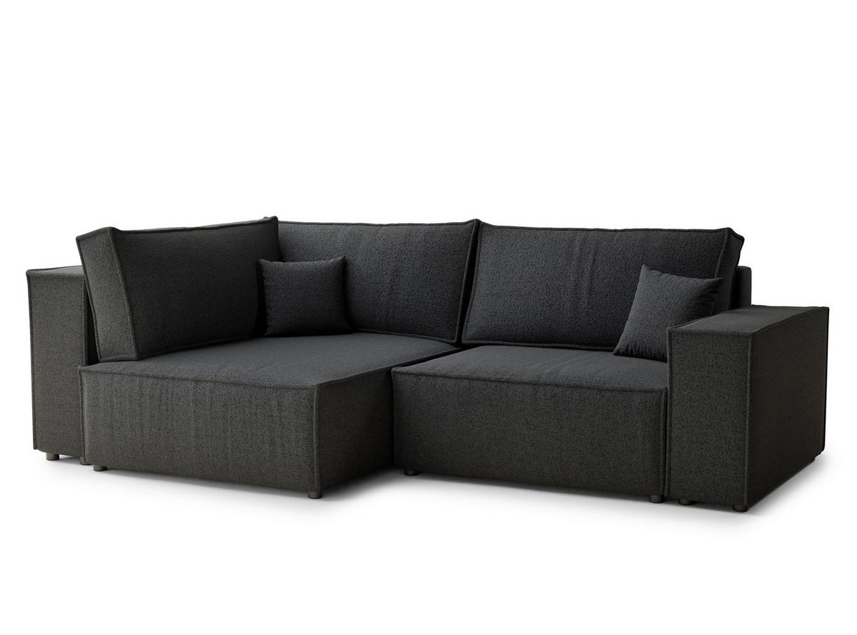 ECKSOFA MIT SCHLAFFUNKTION Tonga Anthrazit Webstoff - Anthrazit/Schwarz, Holz/Holzwerkstoff (105/225cm) - Maison de Reve