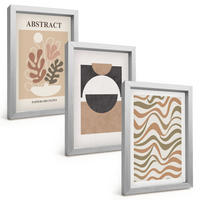BILDER SET 3er Set - 20x30 cm Silberner Rahmen - Abstrakte Formenmuster - Silberfarben, Kunststoff (20/30cm) - TULUP