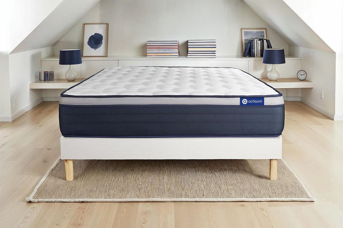 BETT Actimemo max Memory-Schaum 90 x 200 cm h3 - Kit Bettgestell Weiß - Beige/Weiß, Karton/Holz (90/200cm) - ACTISOM