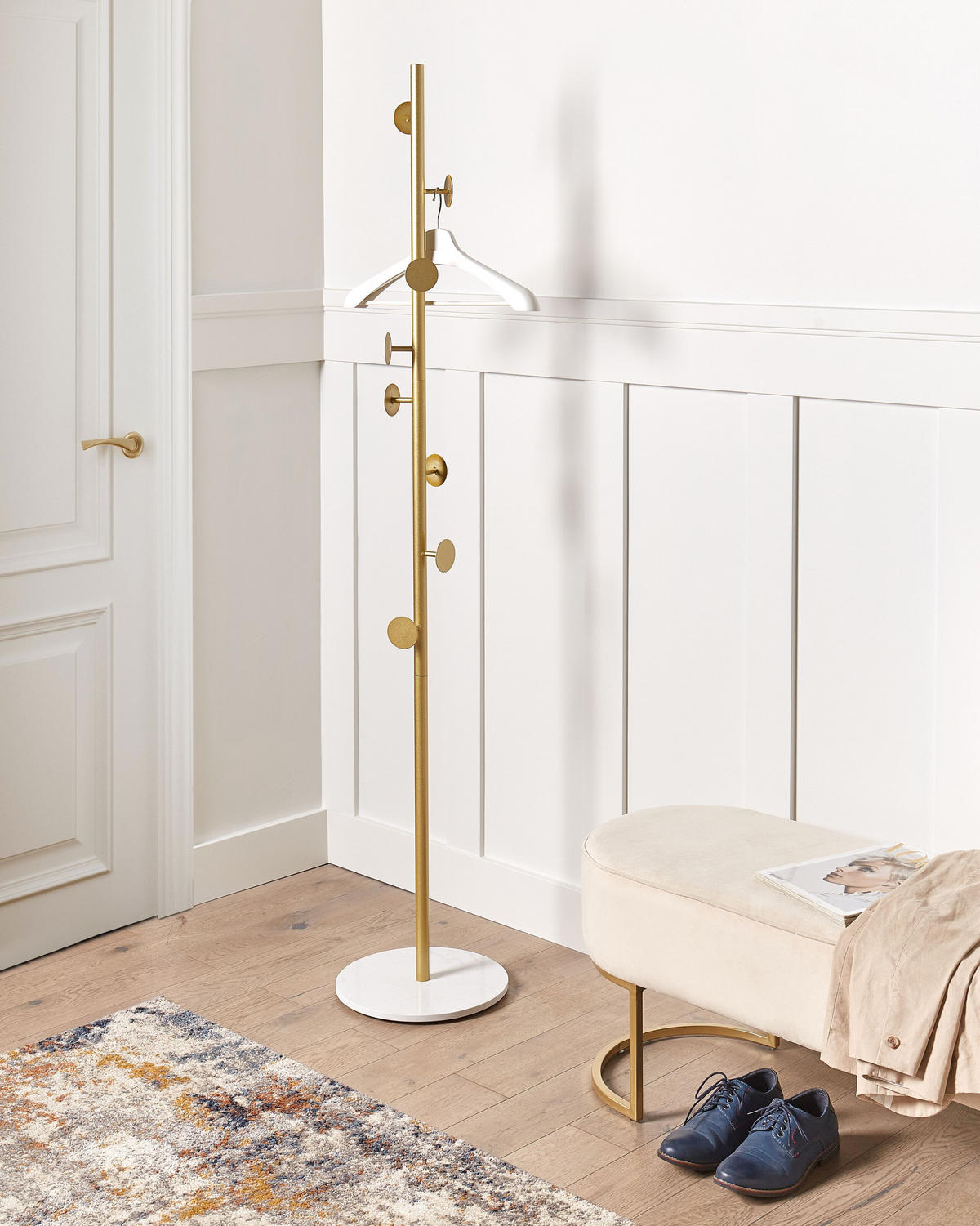 GARDEROBENSTÄNDER Metall gold/weiß 170 cm Notus - Goldfarben/Weiß, Metall (32/170/32cm) - Beliani