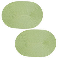 PLATZSET 2er Set Polypro Pistazie oval 45x30 cm Tischset - Hellgrün, Kunststoff (30/45cm) - TiborTex