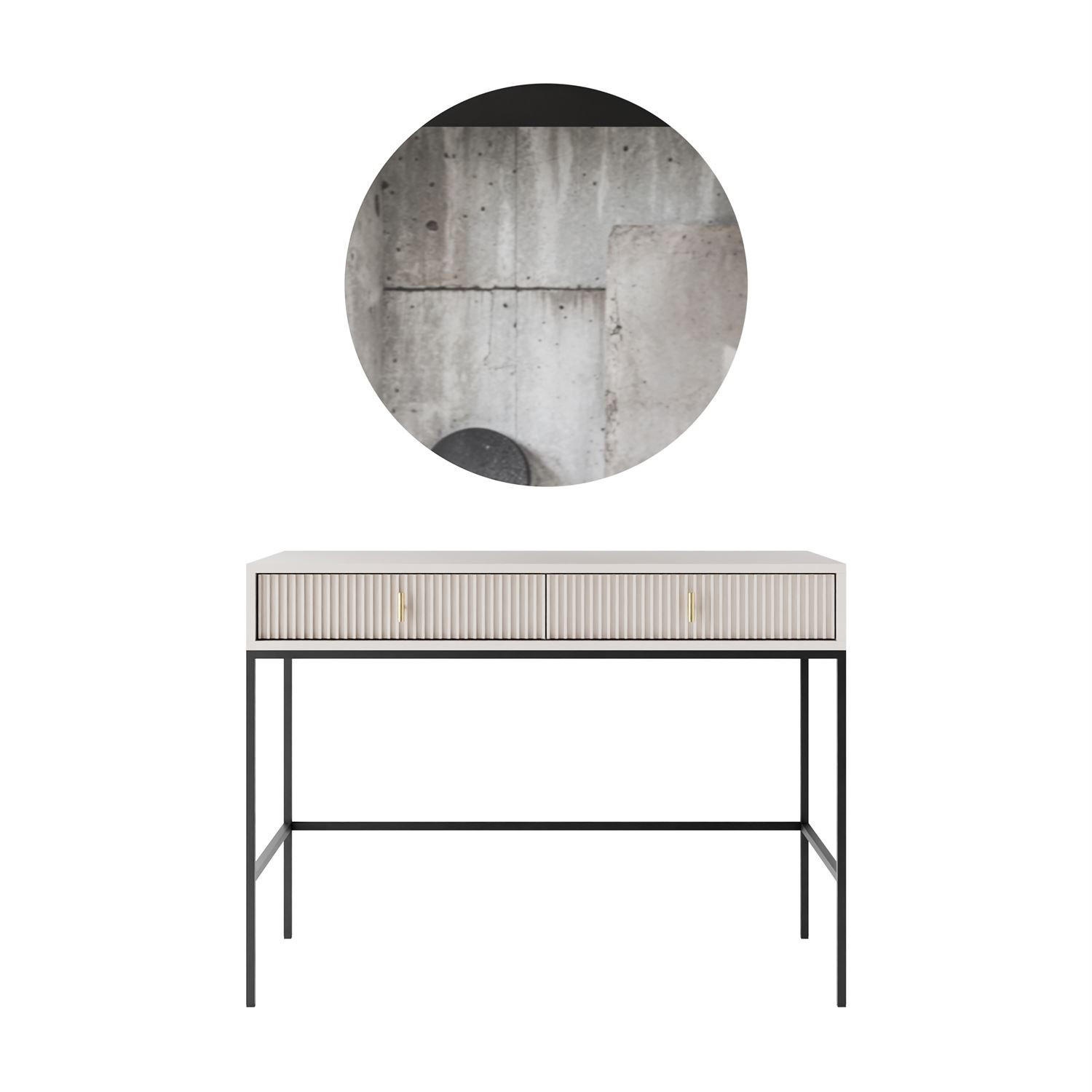 FRISIERTISCH MIDNIGHT auf Gestell mit Spiegel und LED-Beleuchtung kaschmir - Kaschmir/Schwarz, Holzwerkstoff (104/77/50cm) - Lookway