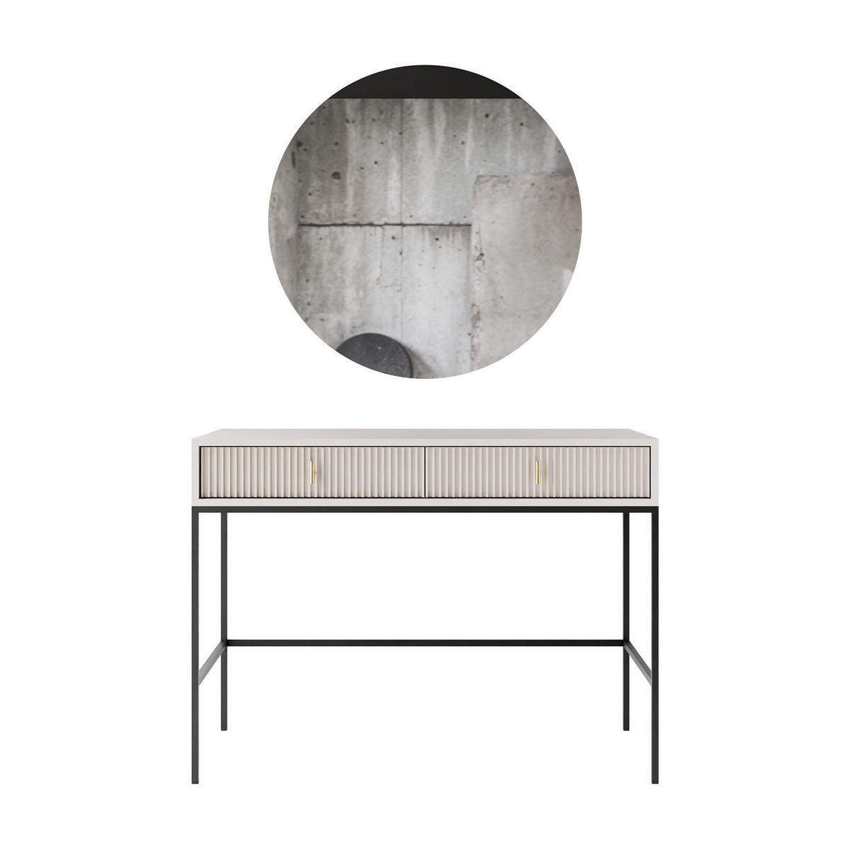 FRISIERTISCH MIDNIGHT auf Gestell mit Spiegel und LED-Beleuchtung kaschmir - Kaschmir/Schwarz, Holzwerkstoff (104/77/50cm) - Lookway