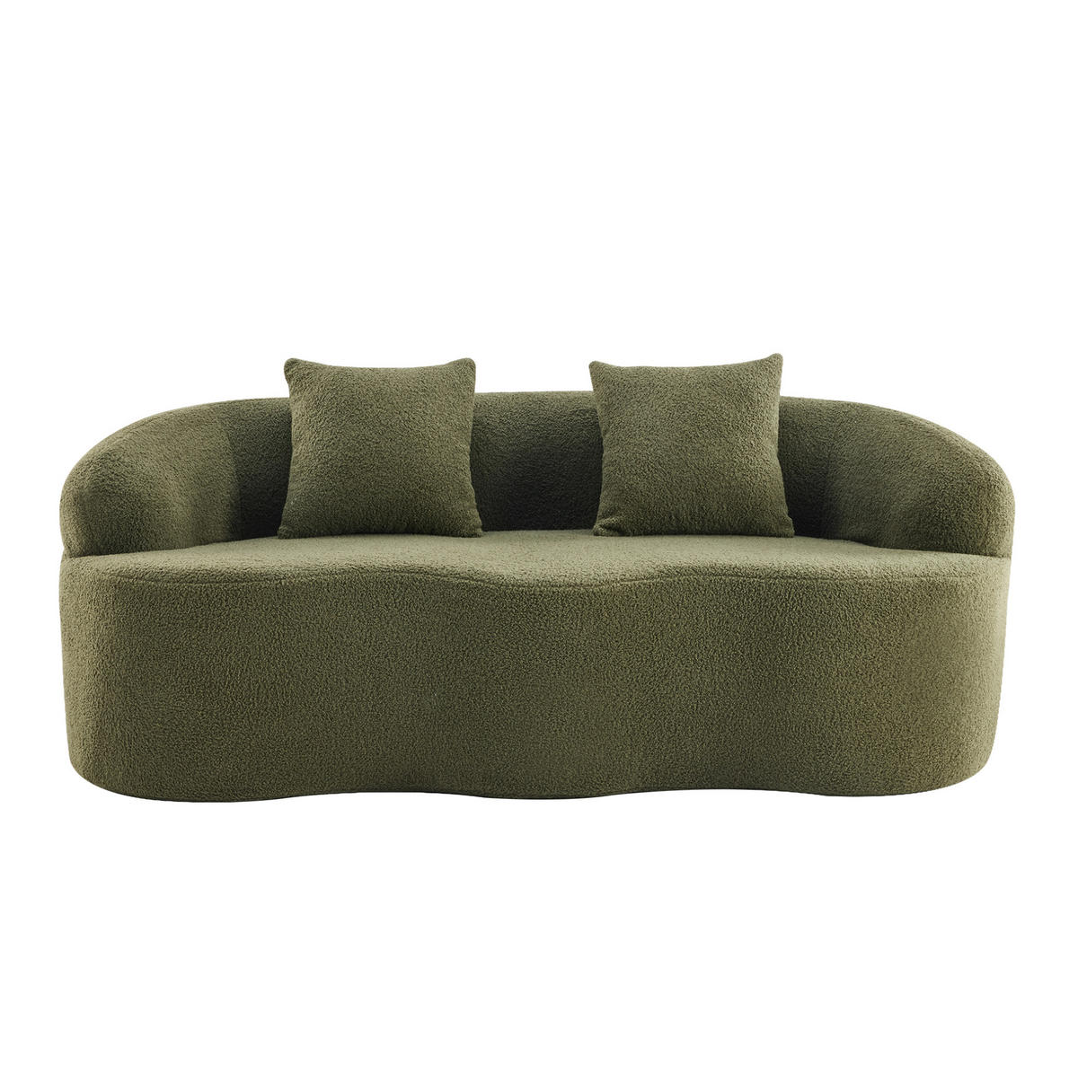 2-SITZER-SOFA aus Schaumstoff und Federkern Grün ohne Montage mit geschwungener Form und runden Armlehnen - Grün, Kunststoff (170/70/89cm) - Modfu