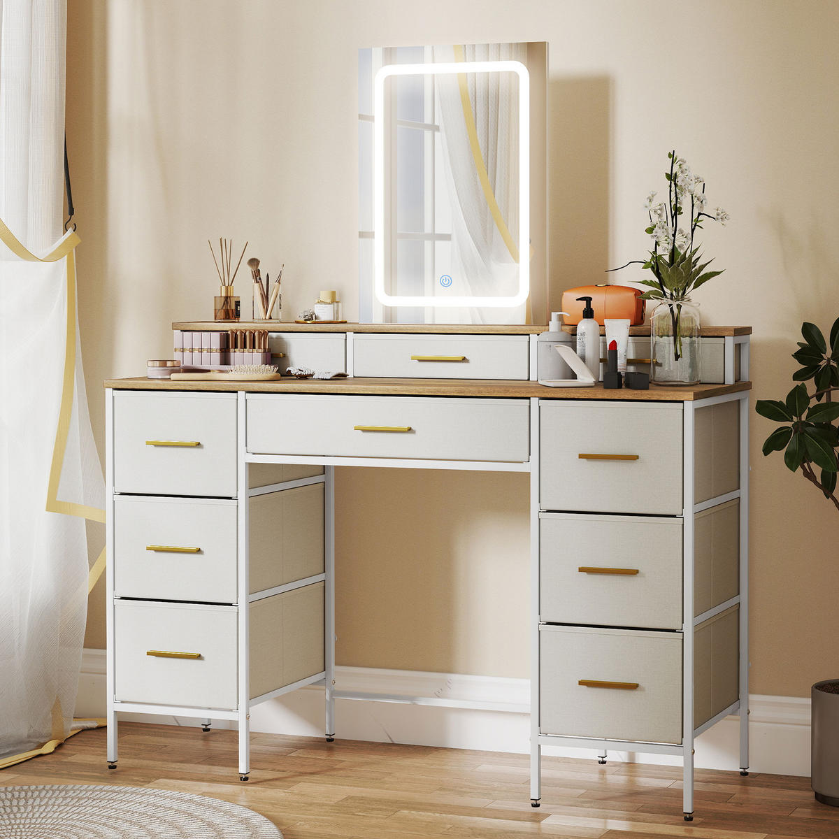 SCHMINKTISCH DE-18307 Natur - Naturfarben, Holzwerkstoff (39.5/140/118.5cm) - ComfortXL