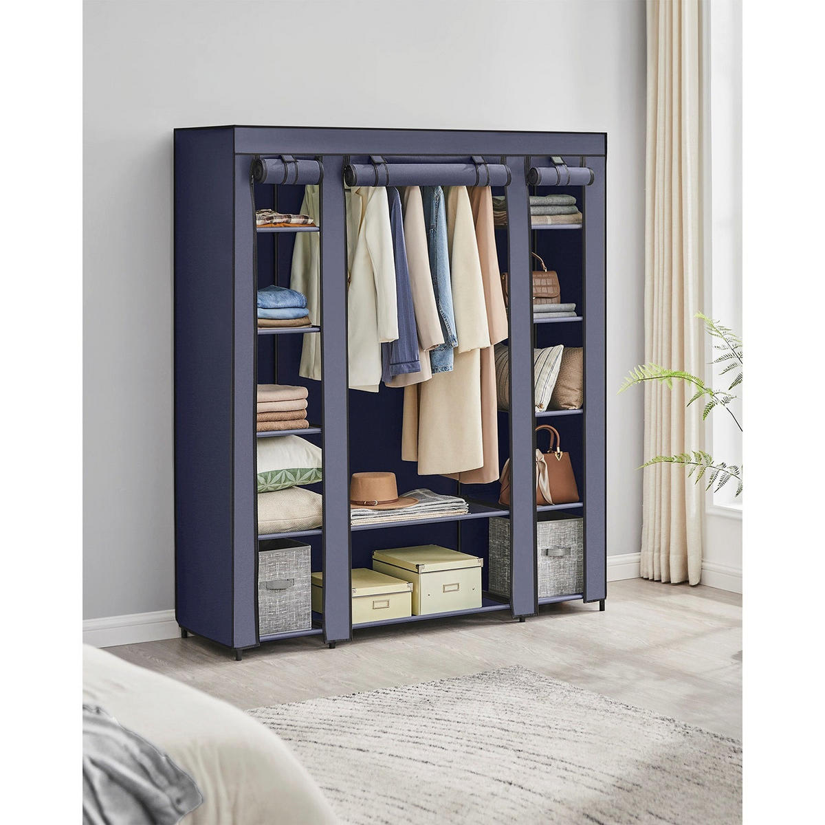 STOFFSCHRANK PORT LOUIS - Blau, Kunststoff (150/175/45cm) - Hansiro