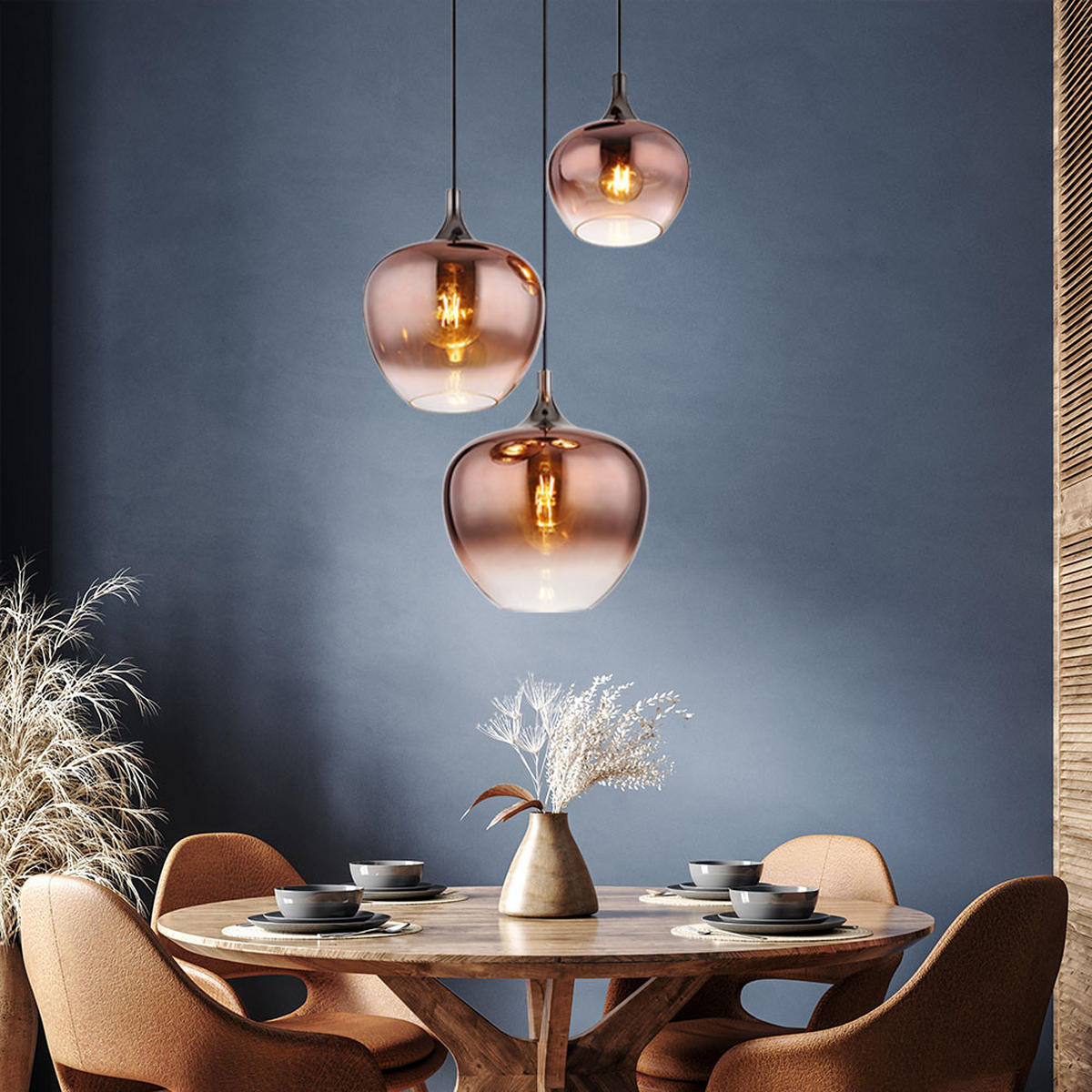 LED HÄNGELEUCHTE Metall Kupfer - Kupferfarben, Glas (48/48/120cm) - Globo Lighting