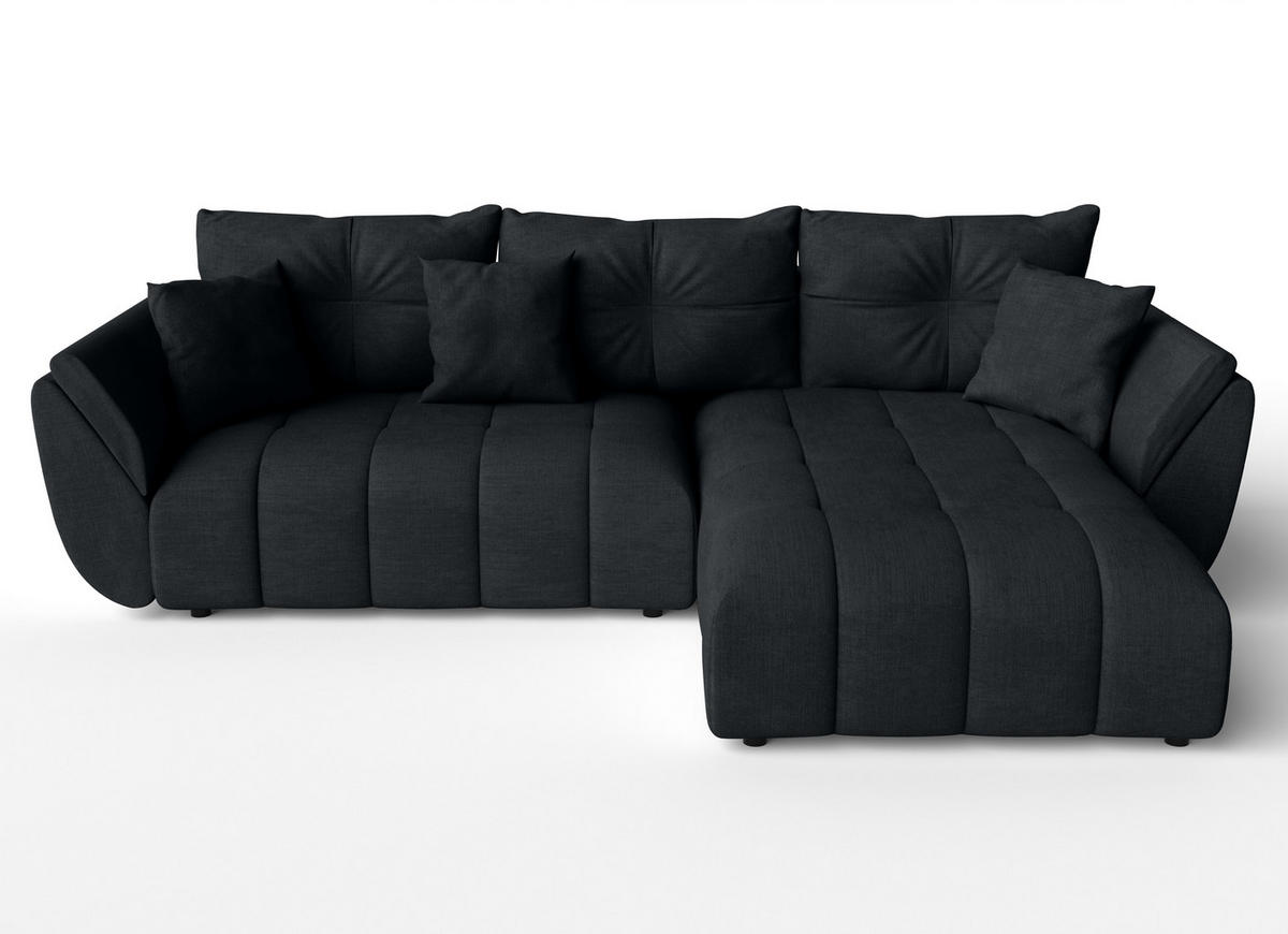 ECKSOFA L Form Antalya Anthrazit 280/190/91 cm – mit Bettkasten - Schwarz, Kunststoff/Textil (280/190cm) - AX Living