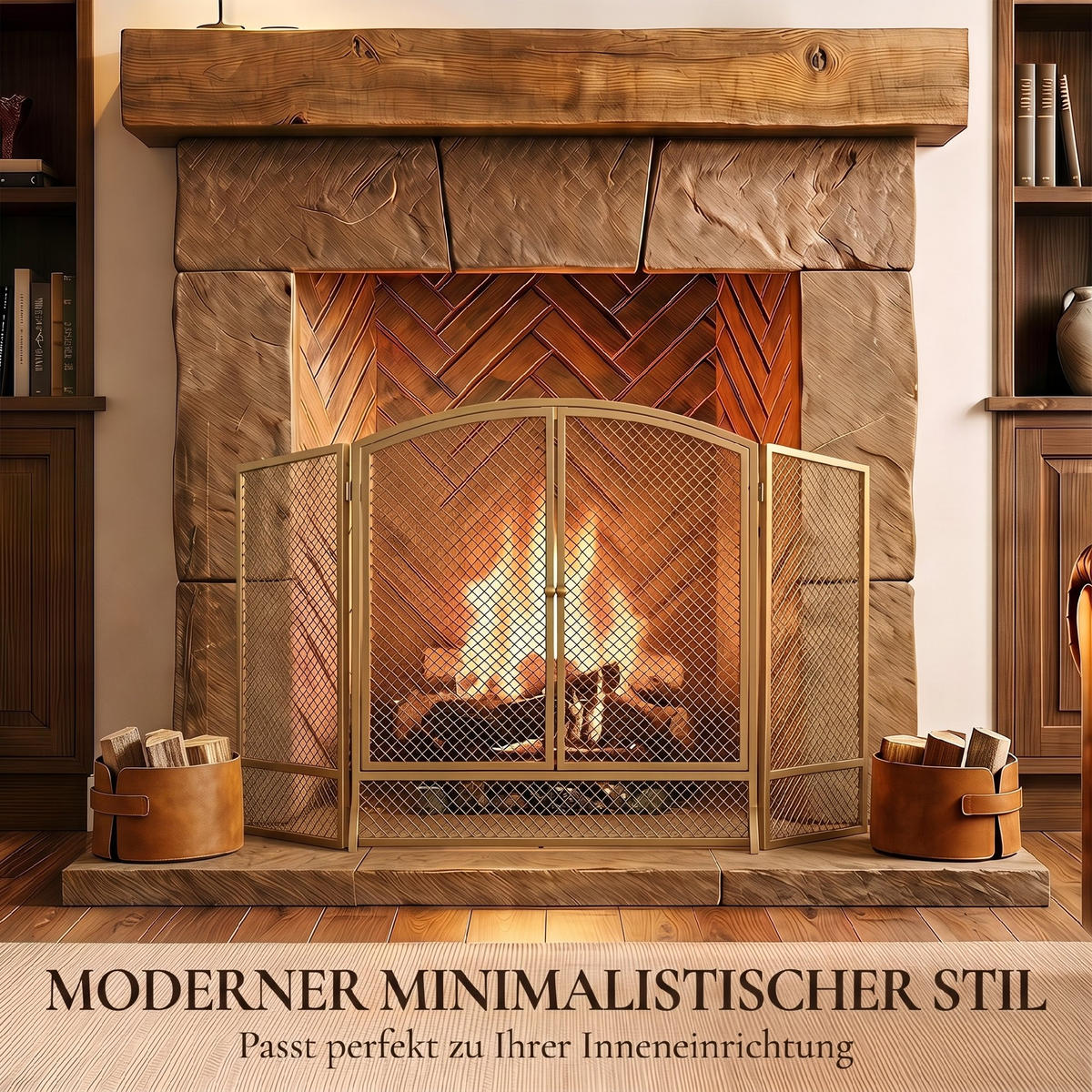 KAMINSCHUTZGITTER Metall Goldfarben - Goldfarben, Metall (10/75/122cm) - HOMCOM