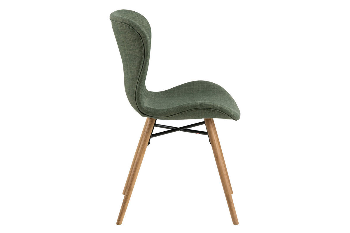 STUHL 2er-Set Stoff grün und massiven Beinen aus Eiche - Grau, Holzwerkstoff (47/82/56cm) - ebuy24