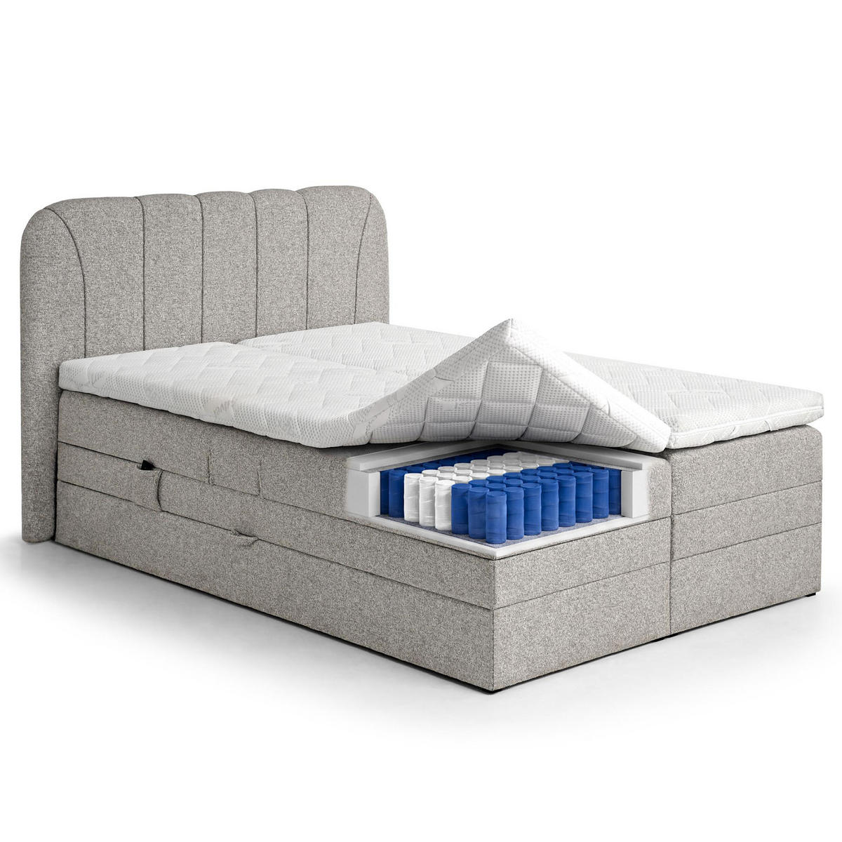 BOXSPRINGOVÁ POSTEL Romeo s elektrickým polohováním matrace, 140x200 cm, béžová - béžová, textil (140/200cm) - Beautysofa