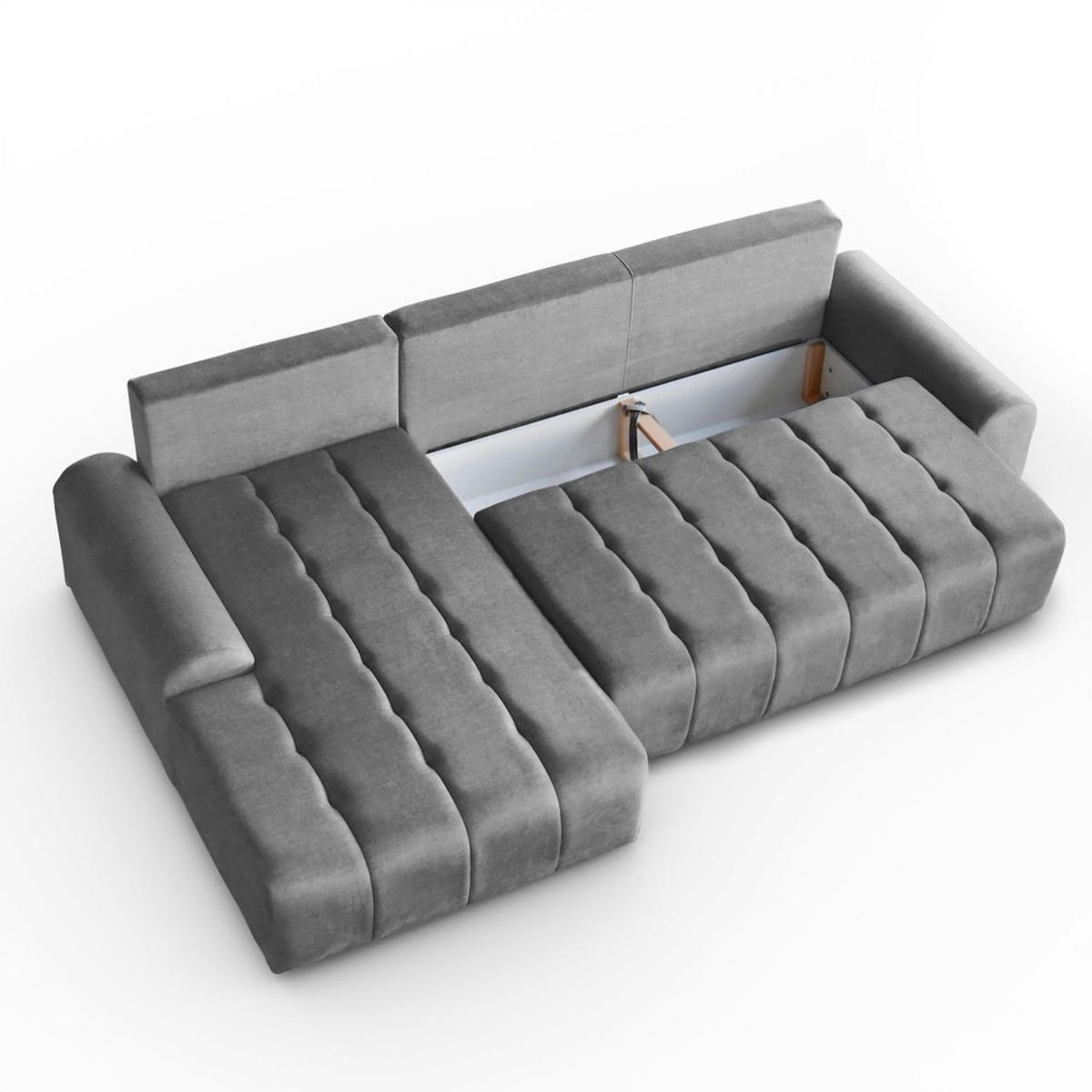 ECKSCHLAFSOFA Costa L grau links - Schwarz/Grau, Kunststoff/Textil (290/169cm) - Beautysofa