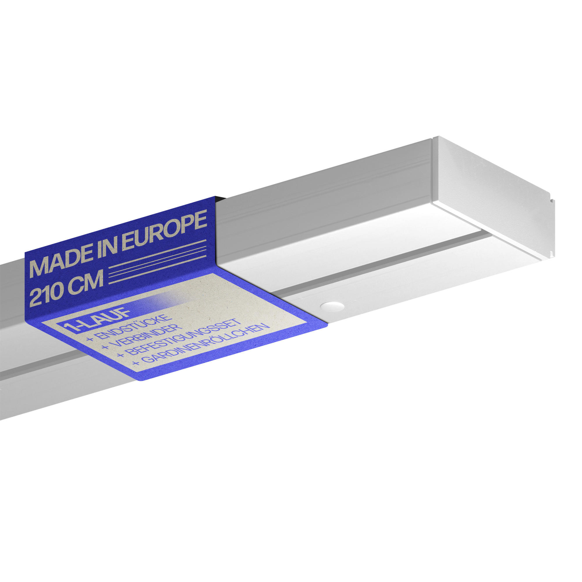 GARDINENSCHIENE - Komplettset inkl. Zubehör 210cm (1x90/1x120cm) 1-läufig - Weiß, Kunststoff (6/210cm) - Bestlivings